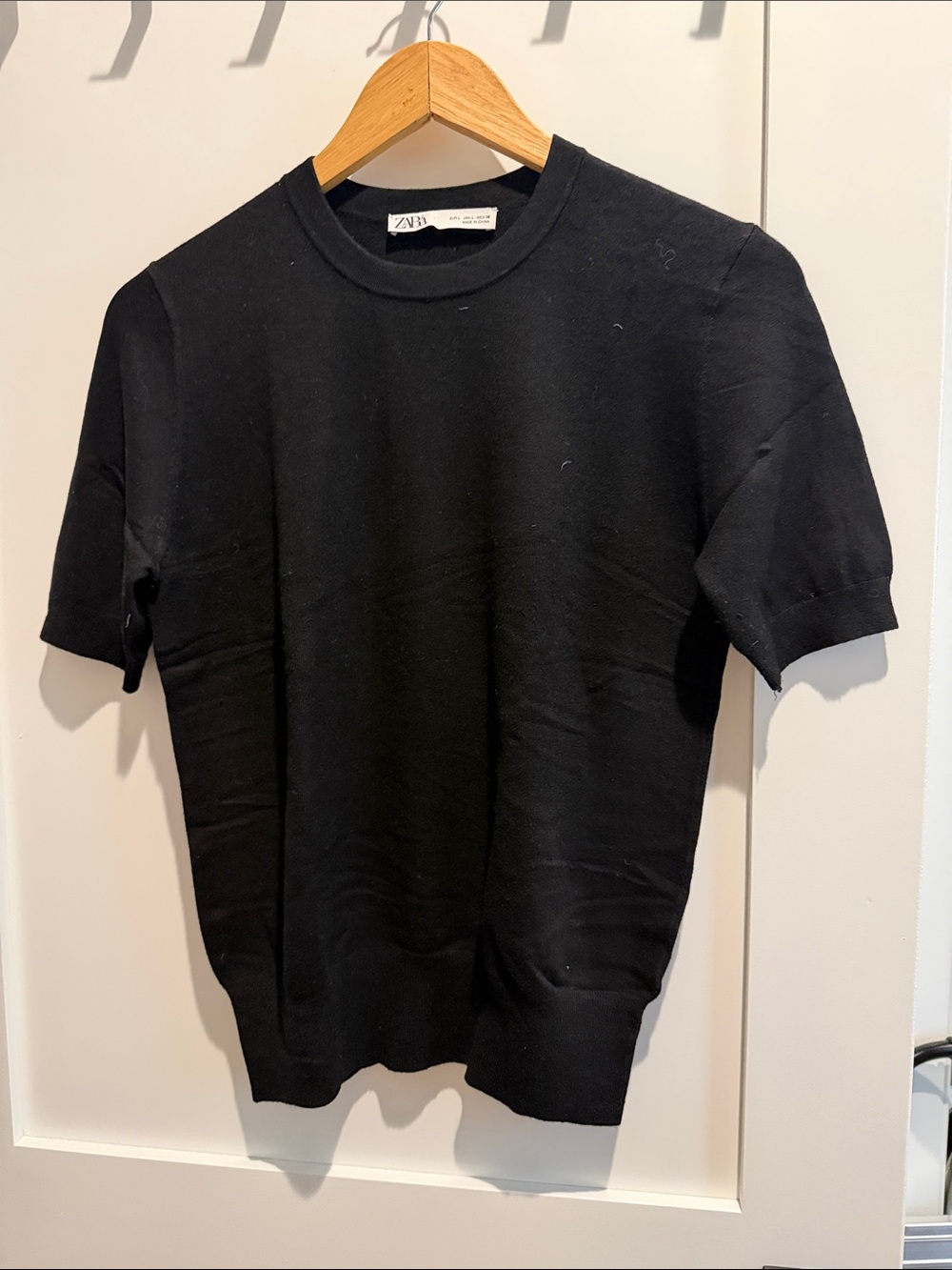 Zara Black Short-Sleeve Knit Top